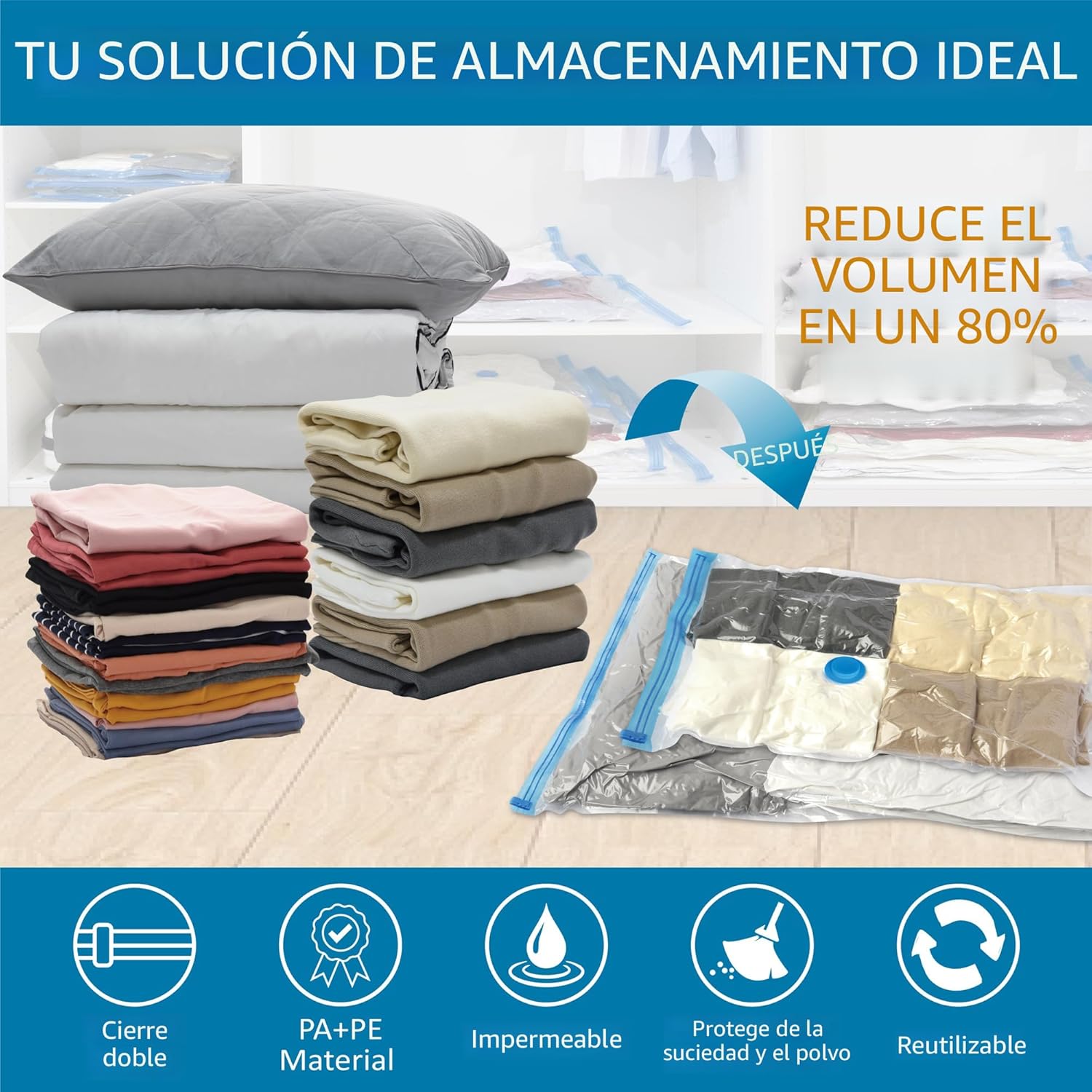 Hogar BOLSA DE ALMACENAMIENTO AL VACIO PACK PO x10 | Ahorra Espacio & Protege tu Ropa