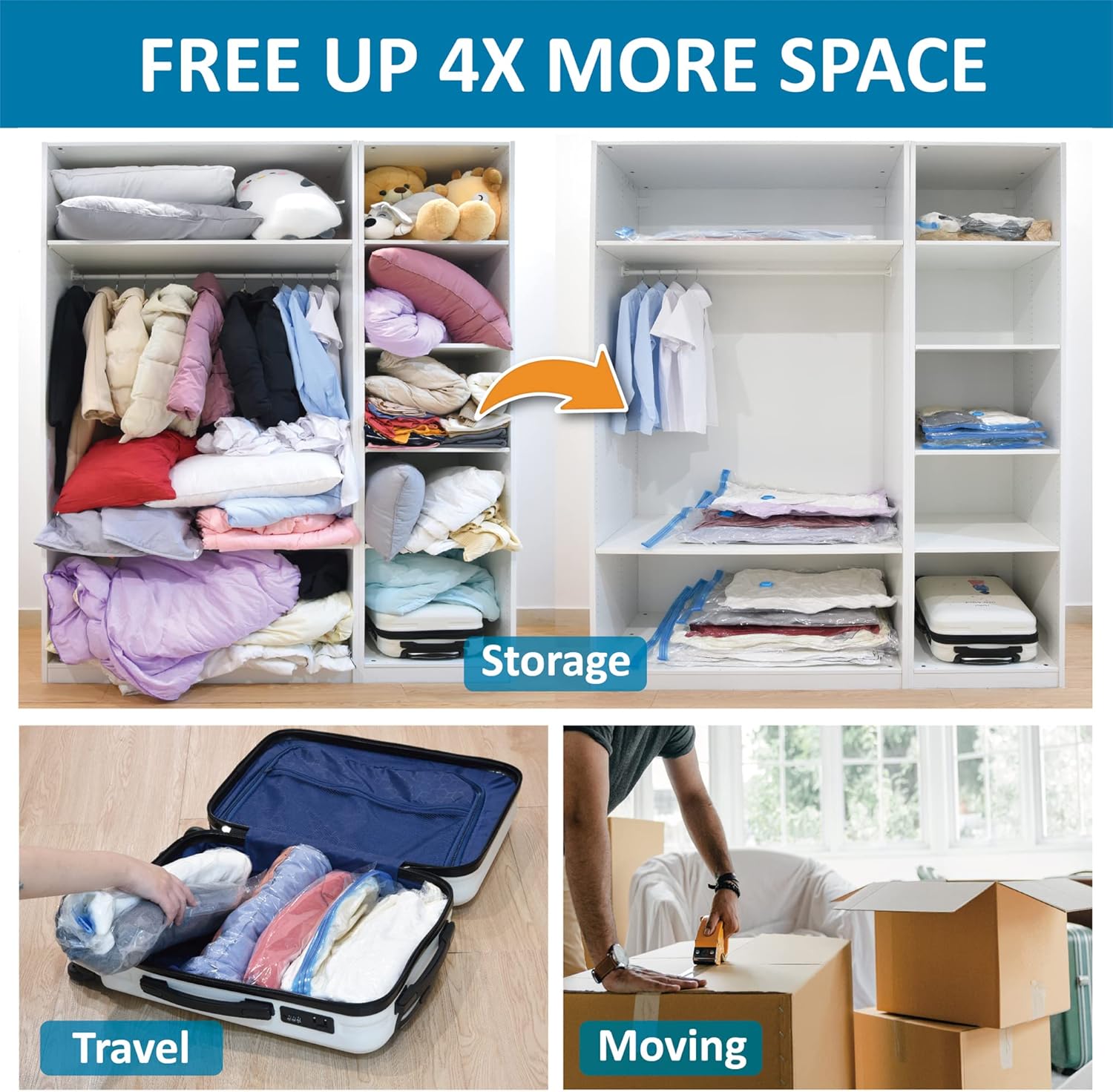 Hogar Bolsas de Almacenamiento al Vacío | Ahorra Espacio & Protege tu Ropa