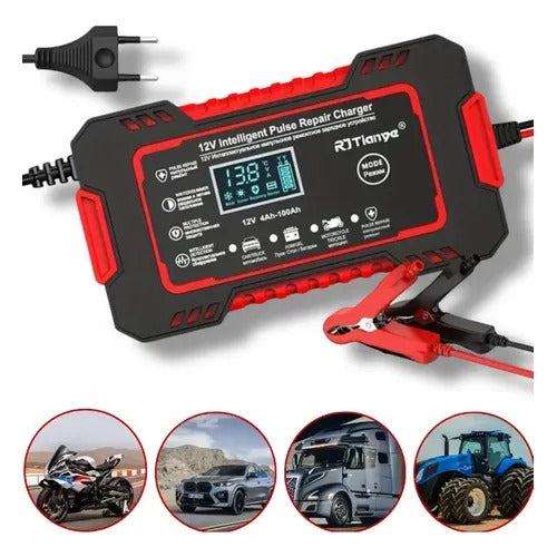 Cargador de Batería Inteligente 12V 6A — Reparación por Pulsos | LCD Digital