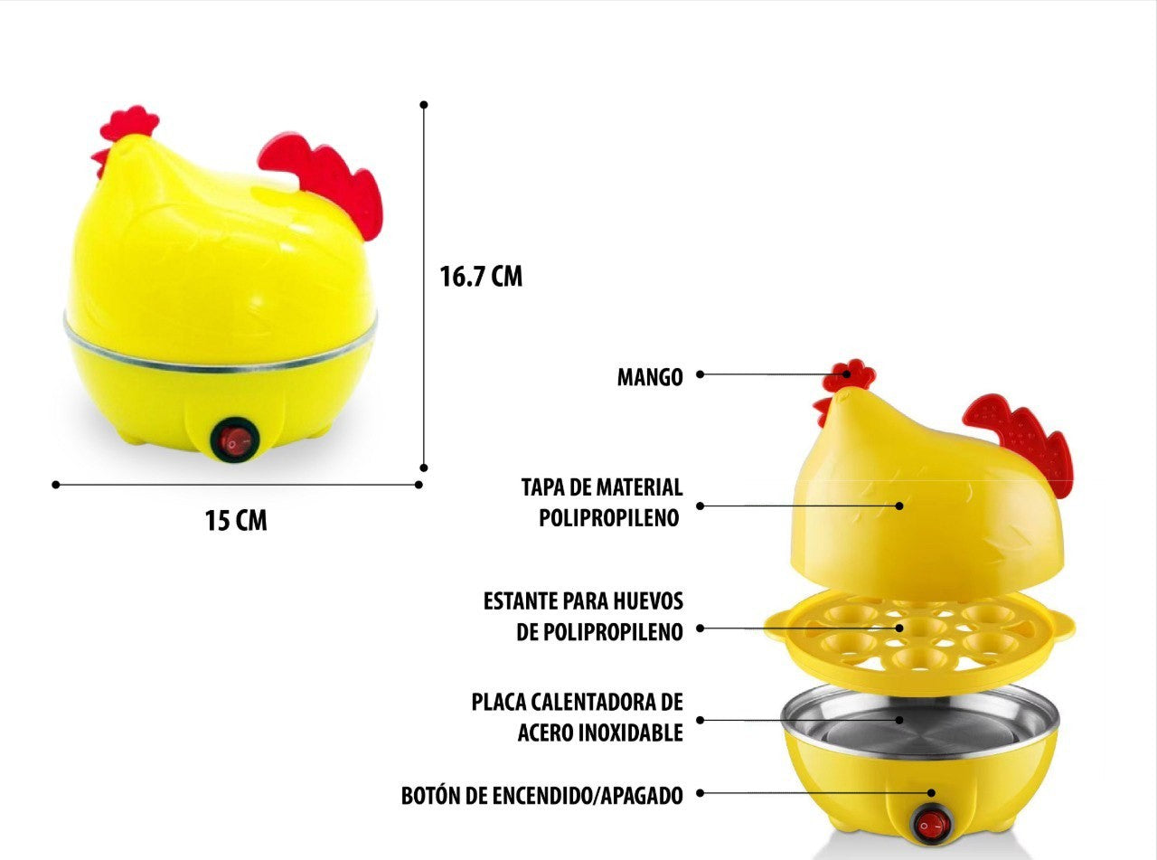 Cocina Egg Poacher Gallinita 🐣 — Hervidor Eléctrico de Huevos | Hasta 7 Huevos