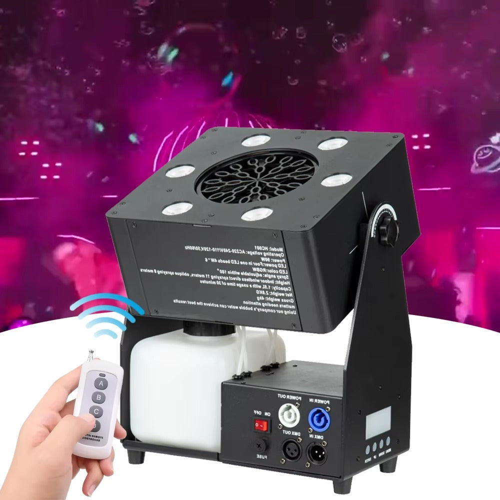 Tecnología Máquina Profesional de Burbujas LED DMX 90W + Galón