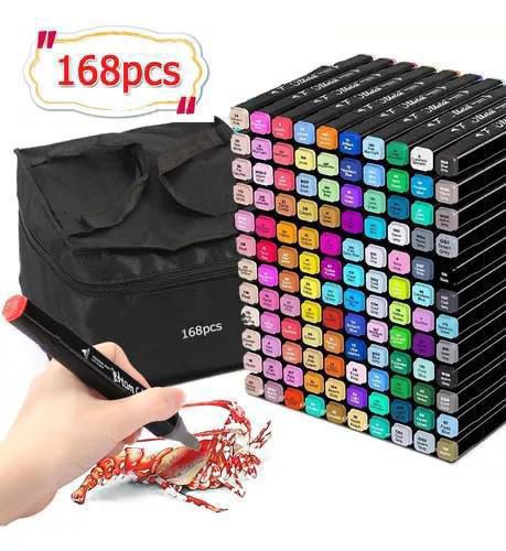 Estudiantes Marcadores 168 Colores Doble Punta con Estuche Premium