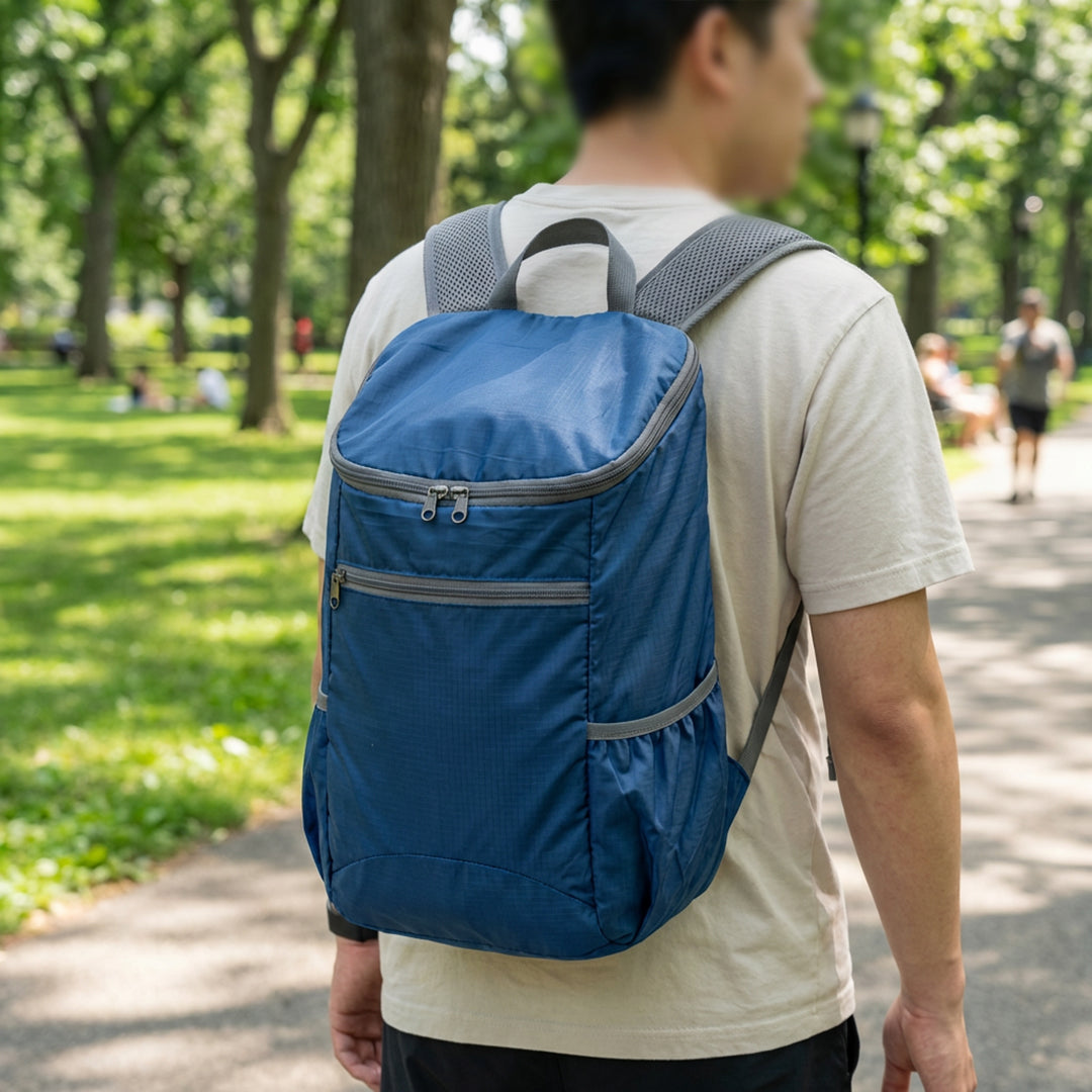 MOCHILA OXFORD QG-CHIC-017 | Plegable Semi-Impermeable | Azul & Negro