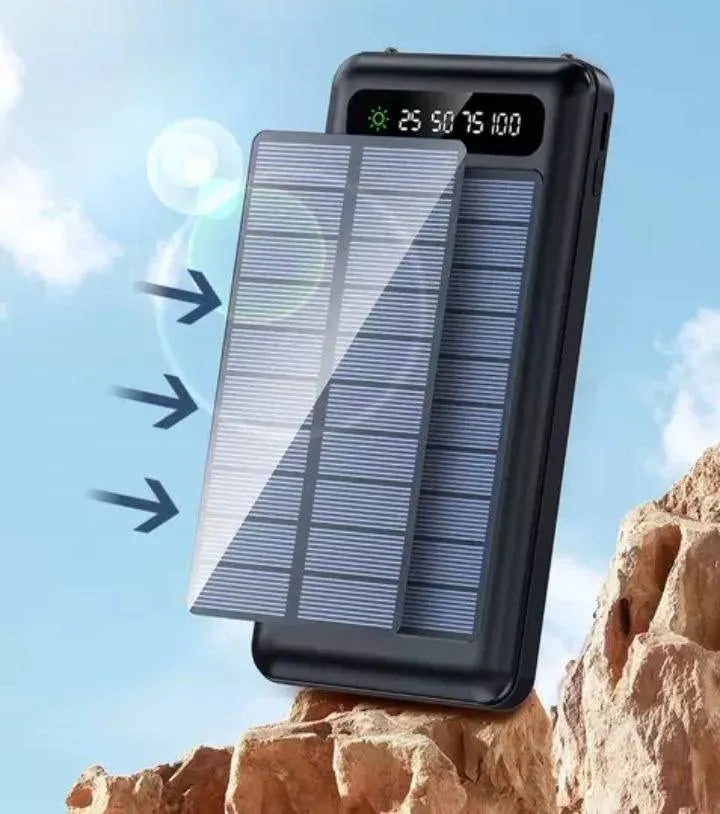 Accesorios Power Bank Solar 3-en-1    20.000 mAh — Cables Integrados | Color Blanco