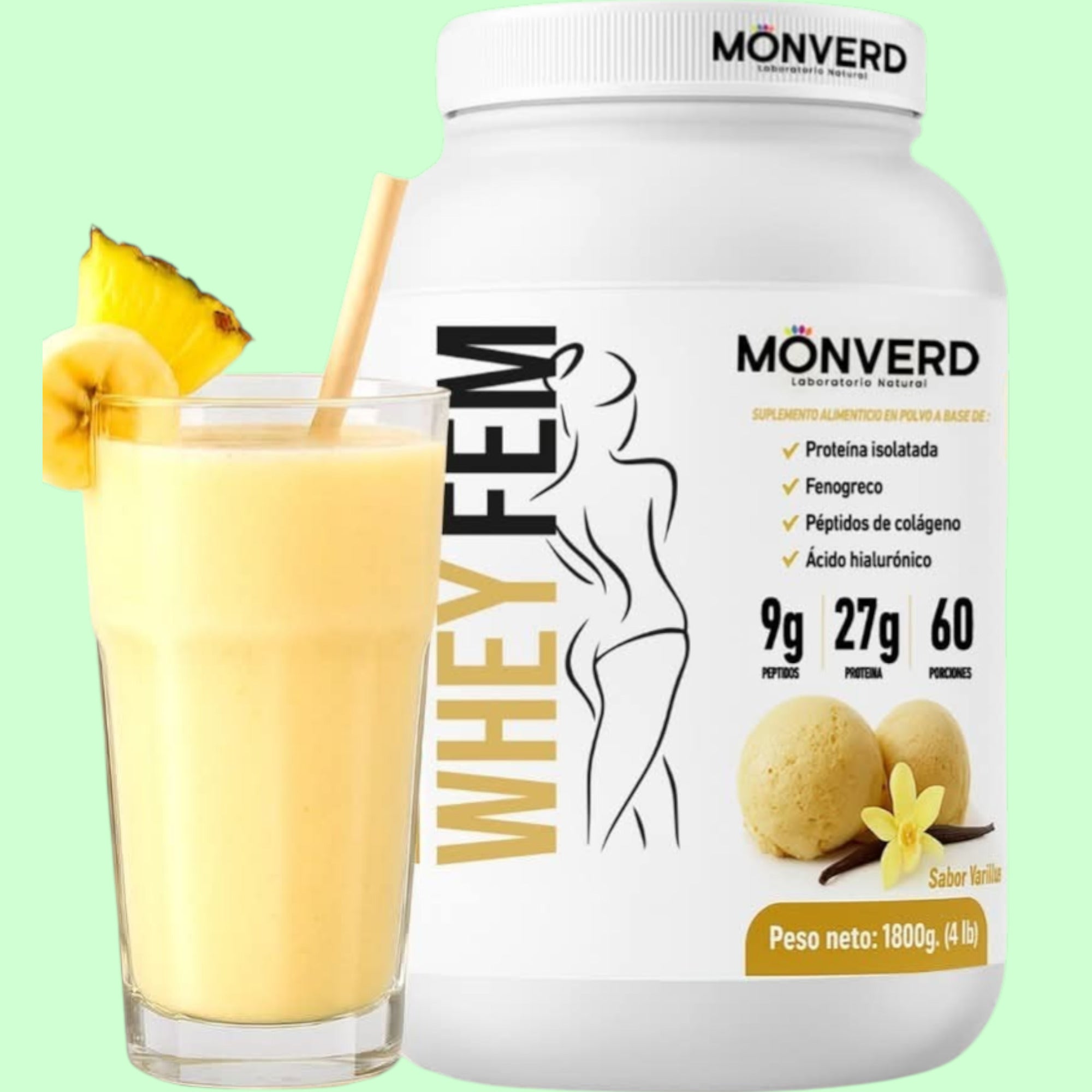 Suplementos Proteína Whey Fem Sabor Vainilla | Fórmula Femenina de Fácil Digestión | 80 Servicios