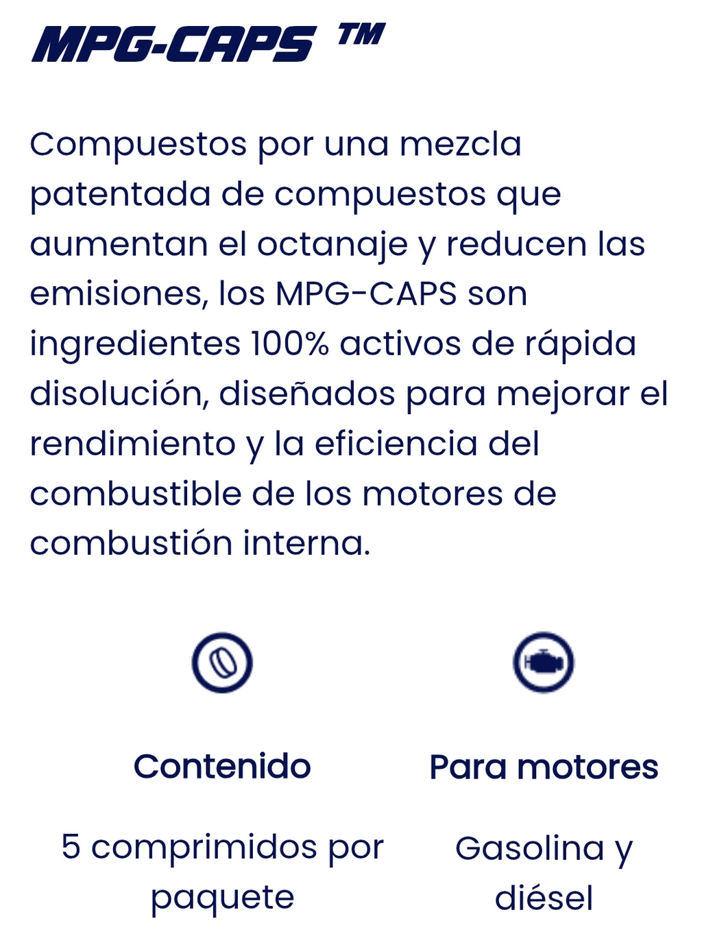 MPG-CAPS — Aditivo Combustible en Cápsulas | Nueva Fórmula | Blister / 5 unidades