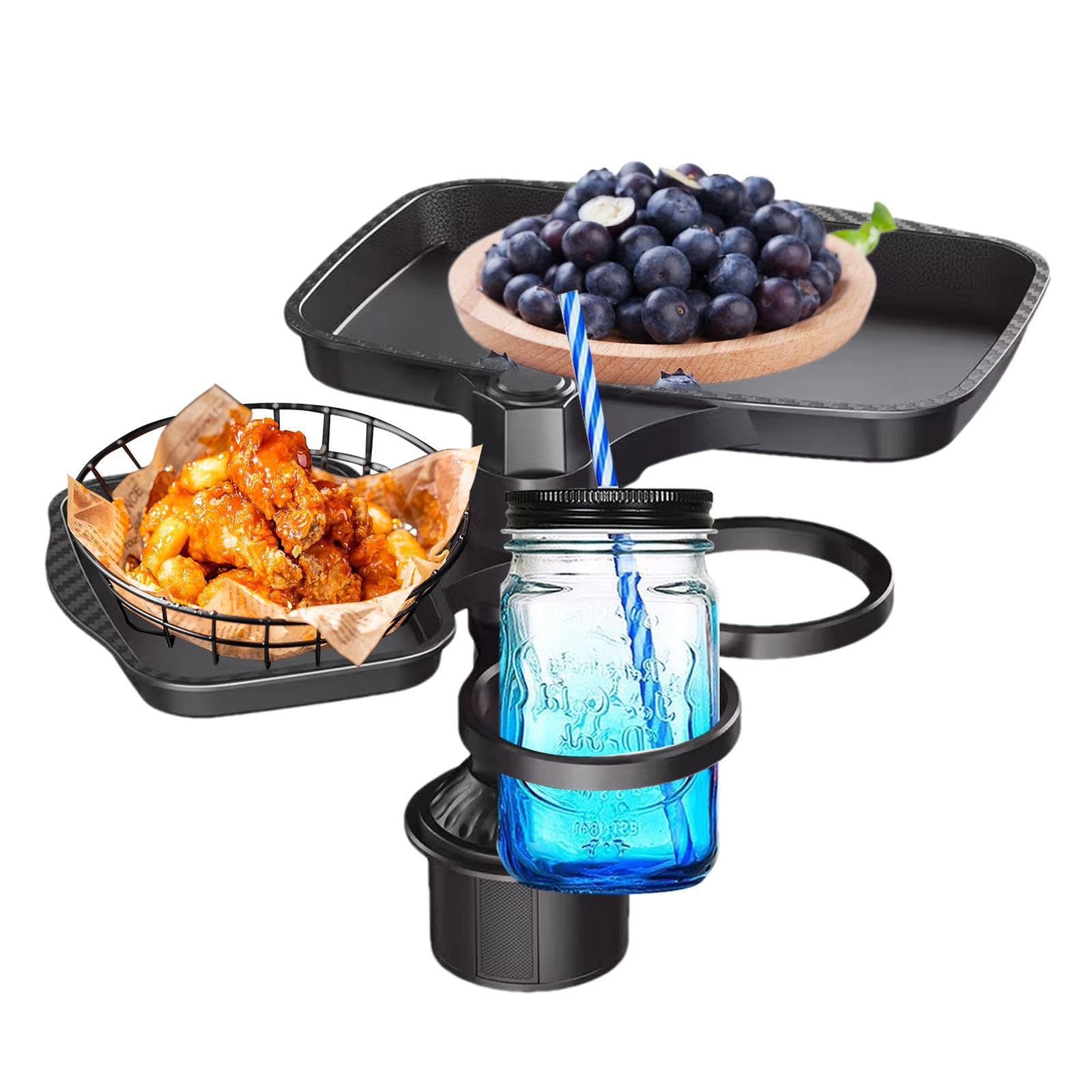 Autos Organizador de Comida para Auto 3 en 1 | Bandeja + Portavasos Doble + Soporte Universal