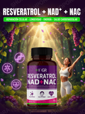 Suplementos Resveratrol + NAD+ + NAC | Reparación Celular, Antienvejecimiento y Salud Cardiovascular | 50 Cápsulas