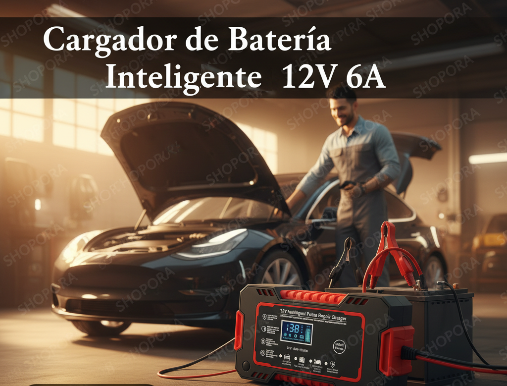 Cargador de Batería Inteligente 12V 6A — Reparación por Pulsos | LCD Digital