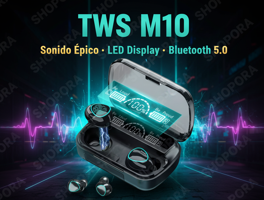 Tecnología Audífonos Bluetooth M10 | Inalámbricos TWS | Bluetooth 5.1 | Caja de Carga 2200mAh