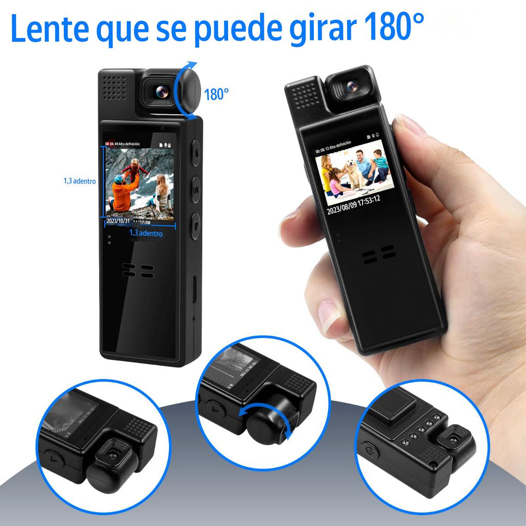 Cámara BODYCAM pantalla giratoria WiFi