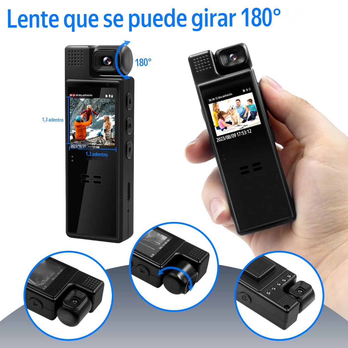 Cámara BODYCAM pantalla giratoria WiFi