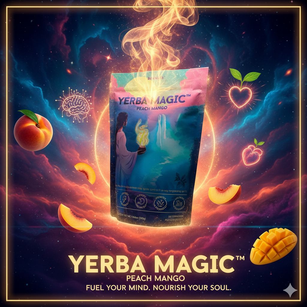 Suplementos Yerba Magic Peach Mango | Energía Natural con Probióticos y Vitaminas | 330g