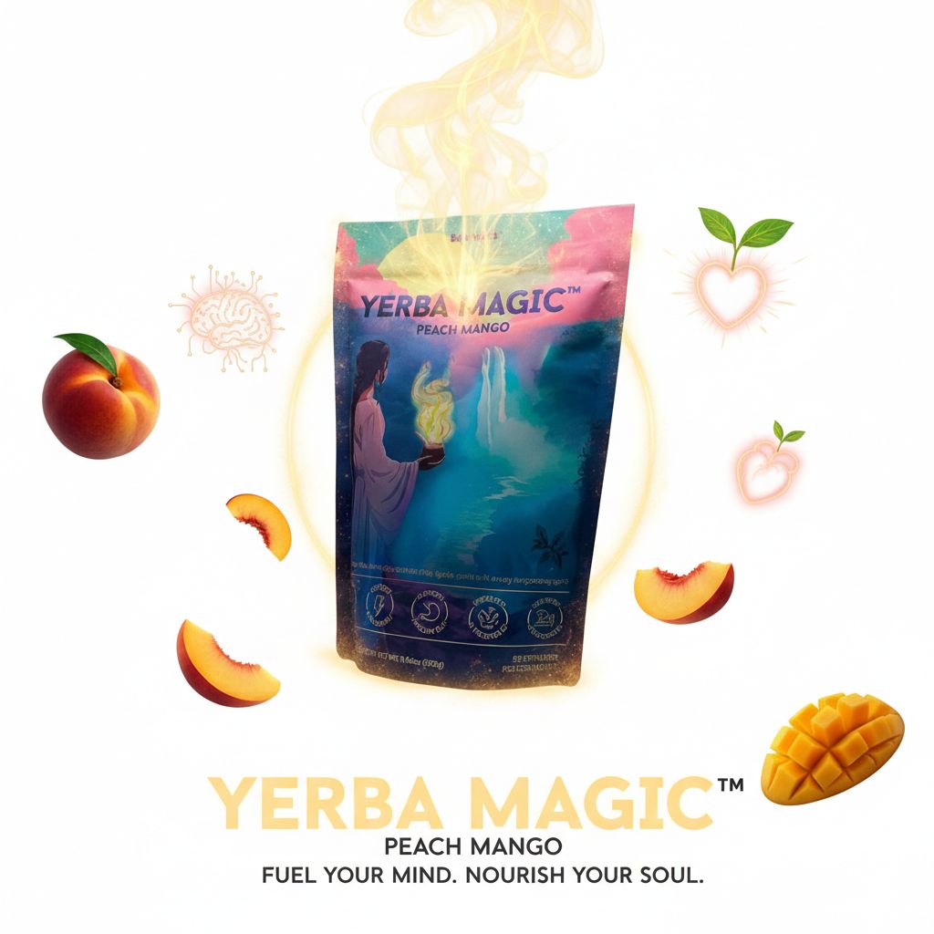 Suplementos Yerba Magic Peach Mango | Energía Natural con Probióticos y Vitaminas | 330g