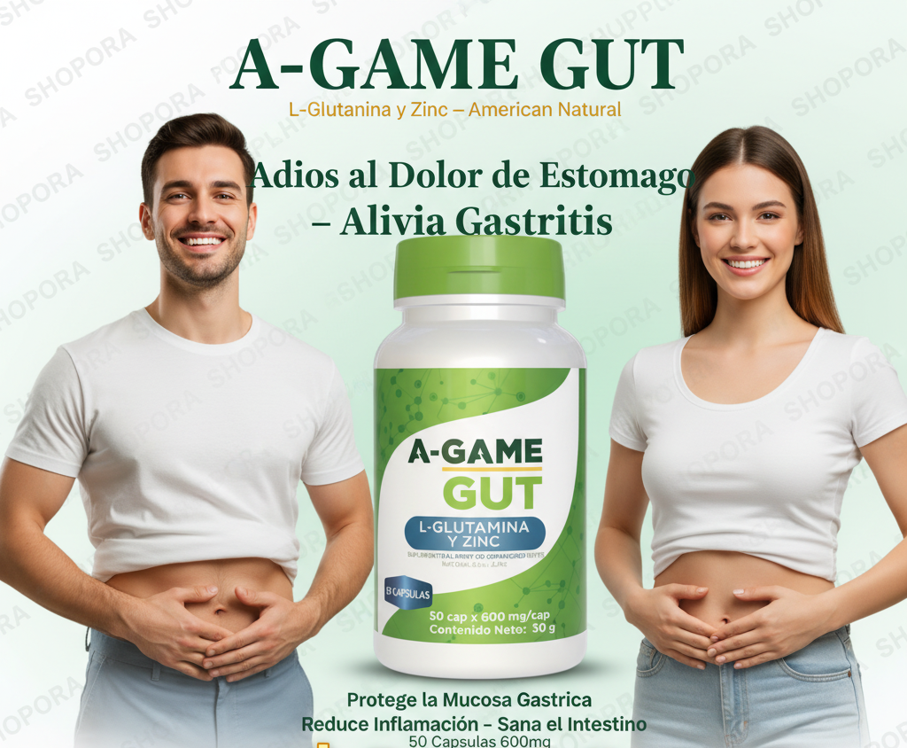 Suplementos A-Game Gut — L-Glutamina y Zinc | Salud Intestinal y Gastritis