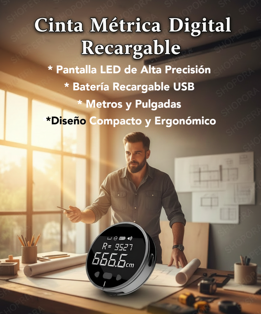 Cinta Métrica Digital Recargable — Pantalla LED | Precisión Profesional