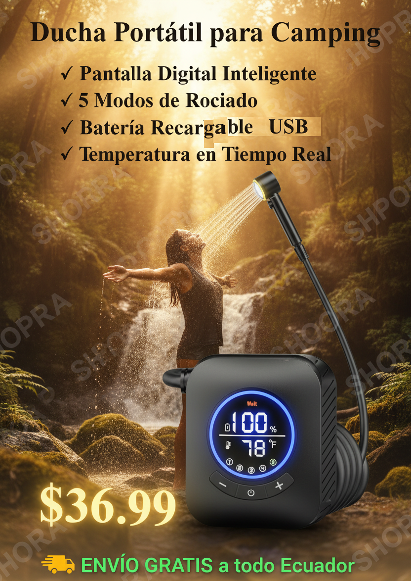 Camping Ducha Portátil Inteligente para Camping — Pantalla Digital + 5 Modos
