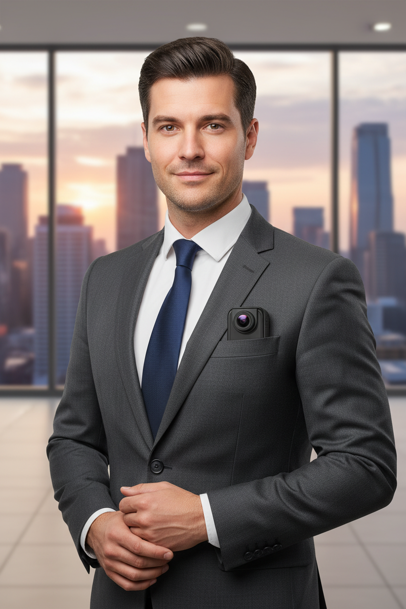 Ejecutivo con la cámara