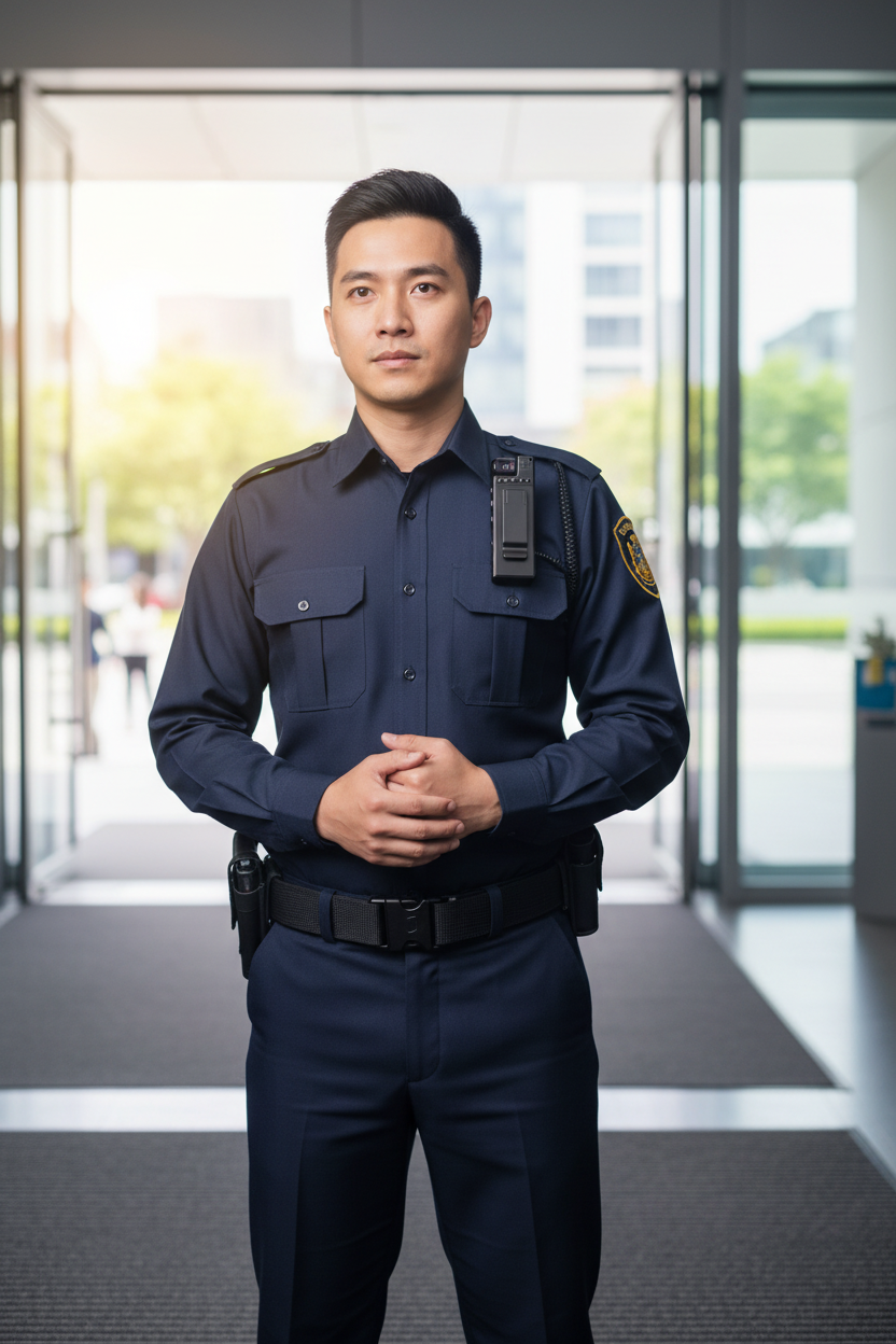 Guardia de seguridad con body cam