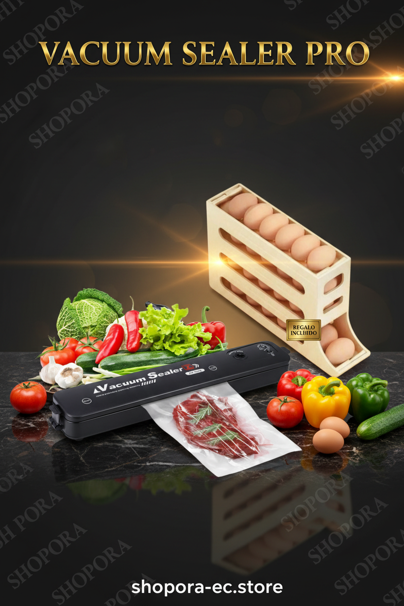 Vacuum Sealer Pro + Organizador de Huevos - imagen premium cinematográfica