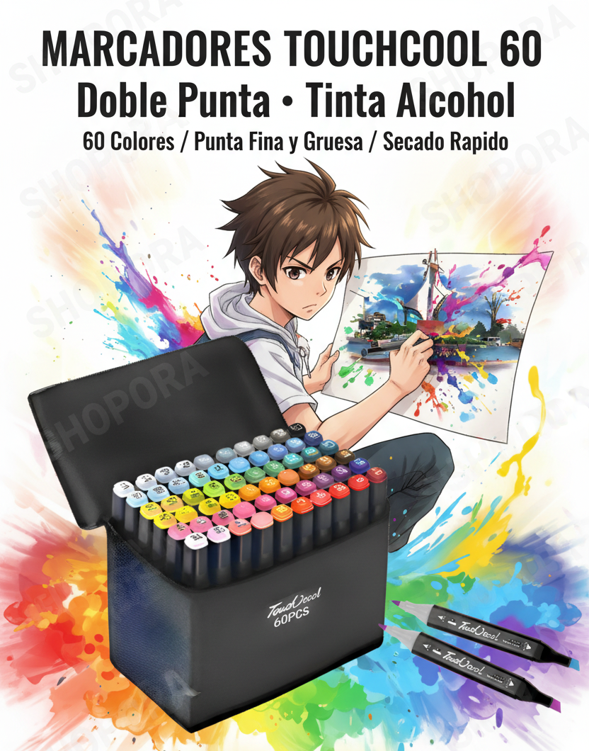 Marcadores TouchCool 60 Colores - Anuncio con personaje $24.50