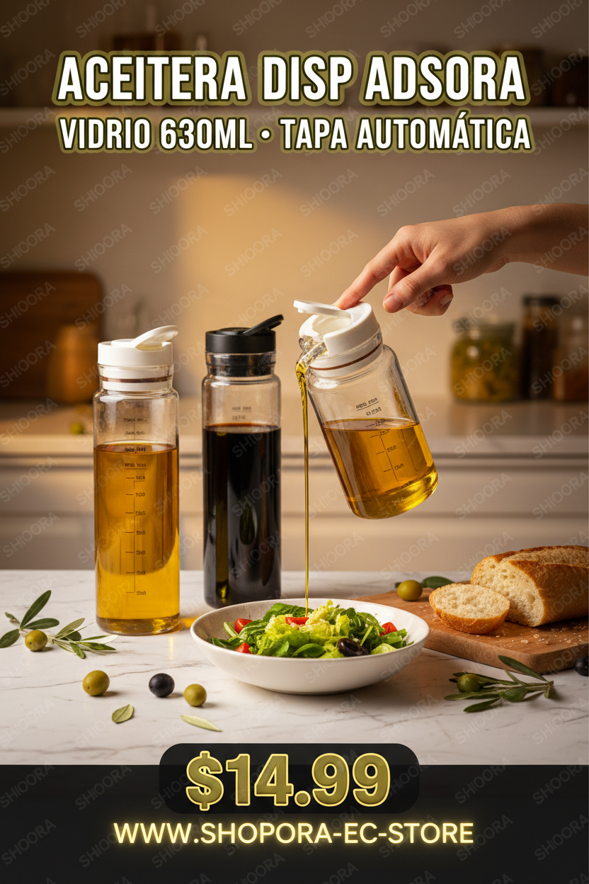 Anuncio Aceitera Dispensadora Vidrio 630ml Tapa Automática $14.99 SHOPORA