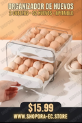 Organizador de Huevos 2 Cubetas 32 Huevos Apilable