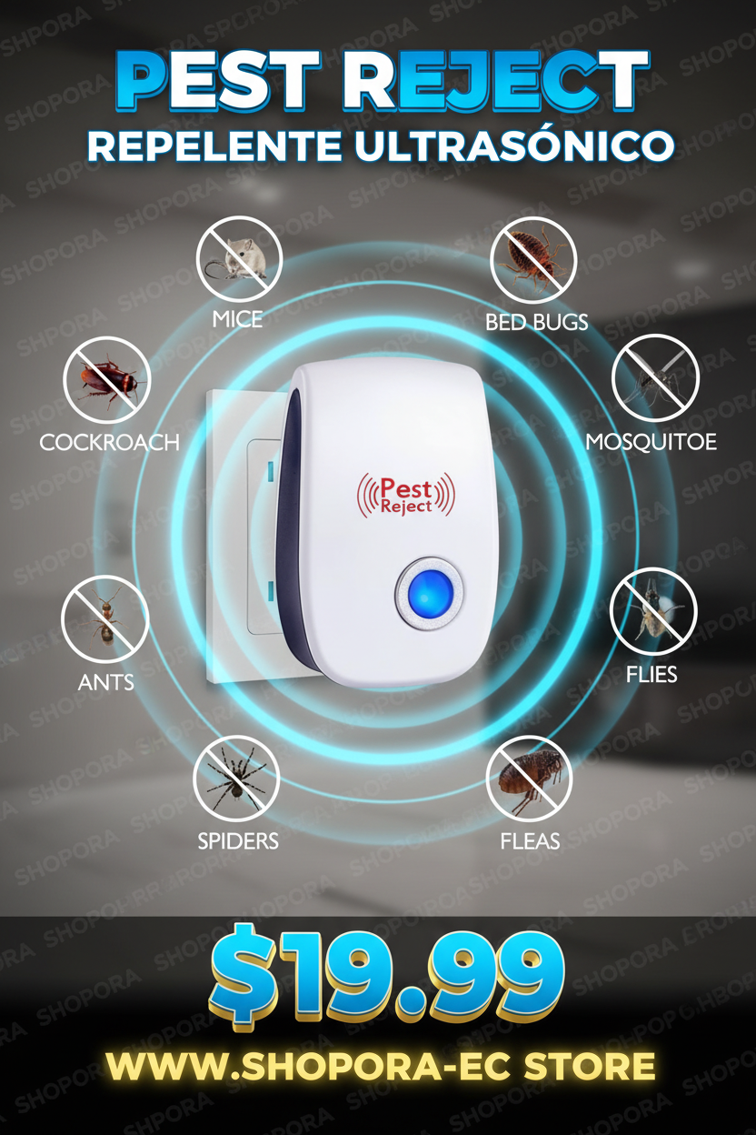 Anuncio Pest Reject Repelente Ultrasonico $19.99 SHOPORA