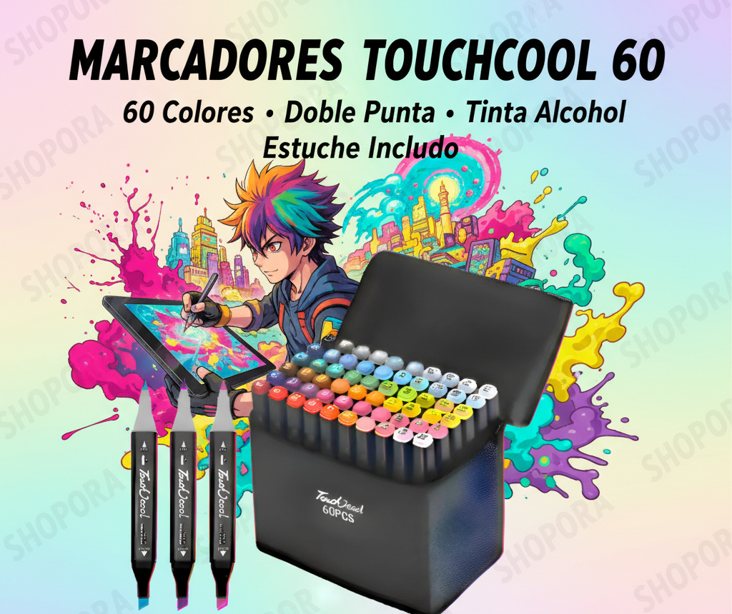 Marcadores TouchCool 60 Colores - Redes Sociales $24.50