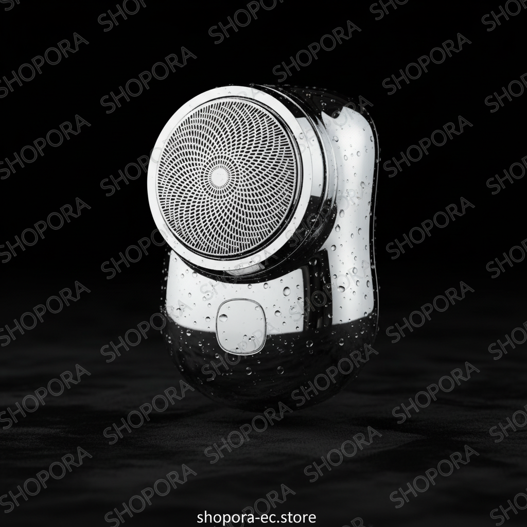 Afeitadora Eléctrica Mini Waterproof — Plateada Cromada — Fotografía Premium SHOPORA