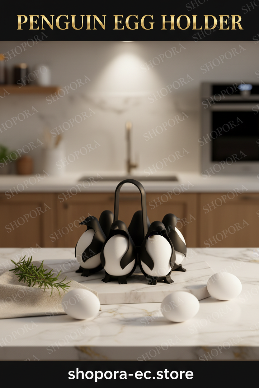 Penguin Egg Holder soporte pingüino 6 huevos - imagen premium cinematográfica