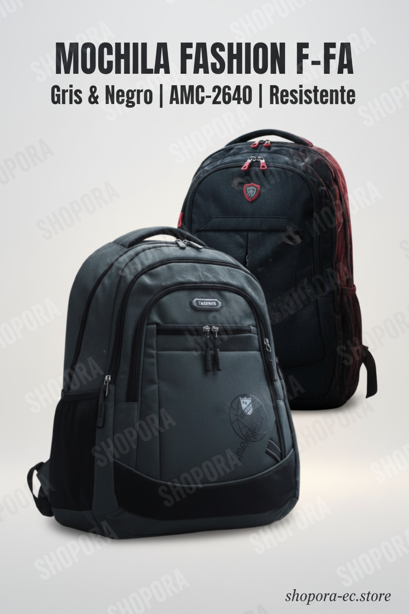 Mochila Fashion F-FA SHOPORA gris y negro rojo AMC-2646 dos modelos premium