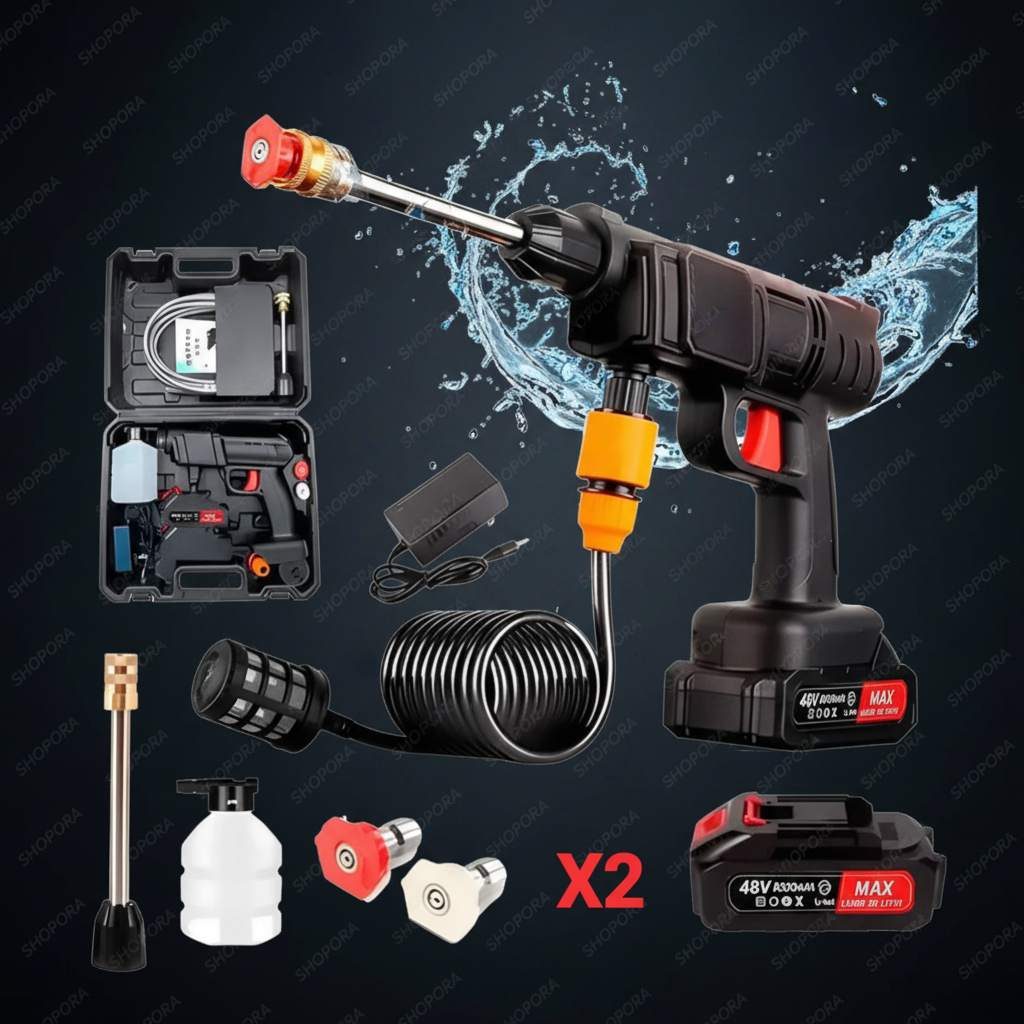 Hidrolavadora Inalámbrica 48V 2 Baterías — Premium con Marca de Agua SHOPORA