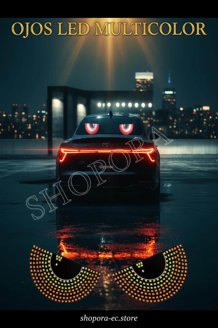 Ojos LED multicolor para parabrisas trasero - imagen premium cinematográfica