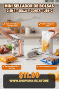 Anuncio Mini Sellador de Bolsas 2 en 1 USB-C $11.99 SHOPORA