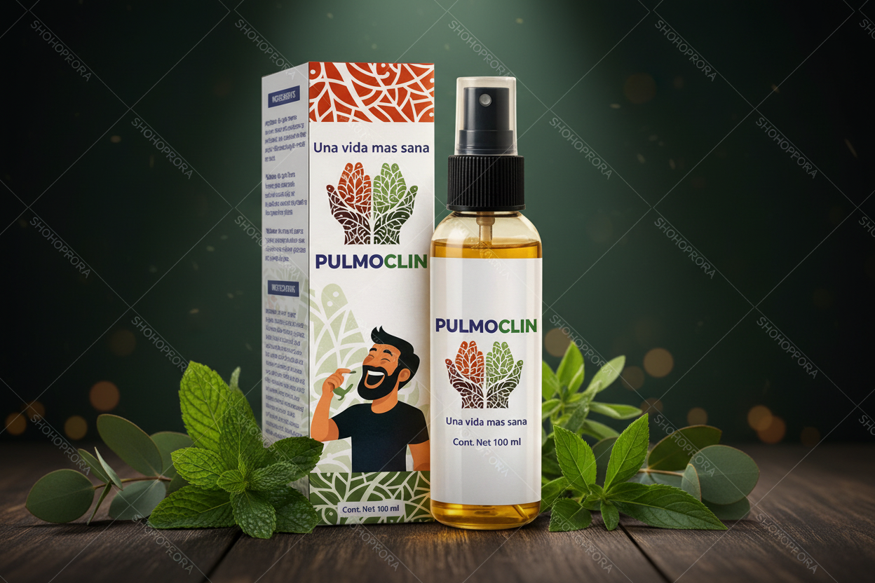 PULMOCLIN SPRAY elimina hábitos natural estevia mentol fondo verde oscuro botánico premium SHOPORA