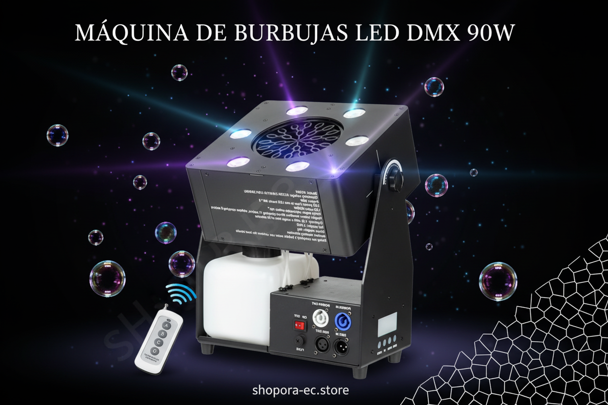 Máquina Profesional de Burbujas LED DMX 90W - Imagen Premium