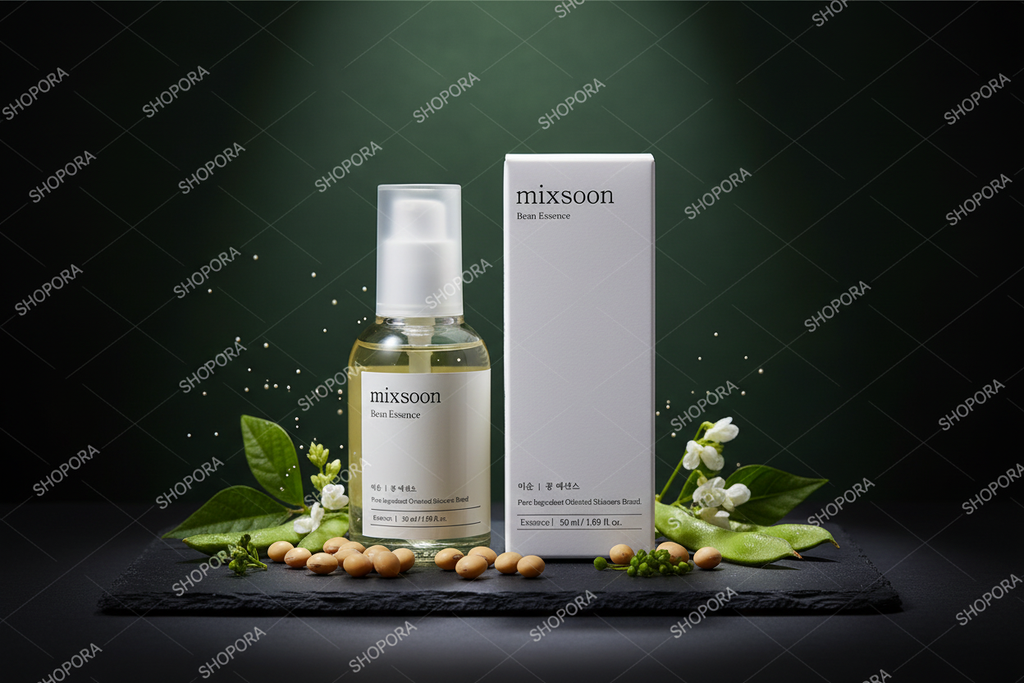 Mixsoon Bean Essence esencia de soja fermentada con fondo verde oscuro premium SHOPORA