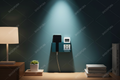 Organizador de pared adhesivo 2 compartimentos porta control remoto y celular fondo oscuro teal SHOPORA