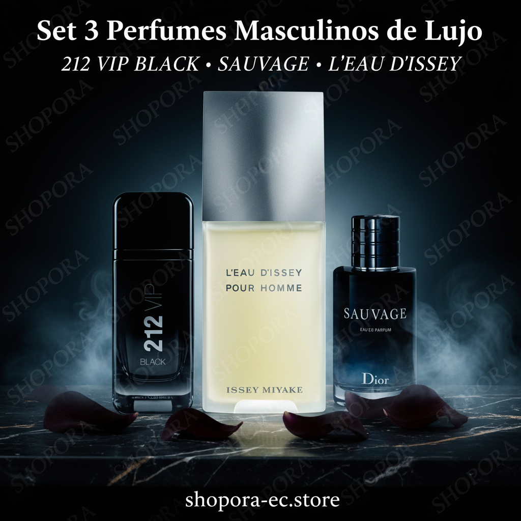 Set 3 Perfumes Masculinos de Lujo — Fotografía Premium SHOPORA