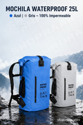 MOCHILA WATERPROOF 25L | 100% Impermeable | 🔵 Azul & ⚪ Gris