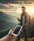Accesorios Power Bank Solar 3-en-1    20.000 mAh — Cables Integrados | Color Blanco
