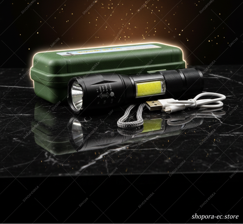 Camping Linterna Zoom Power Style | Foco Ajustable + Alta Potencia | Recargable USB