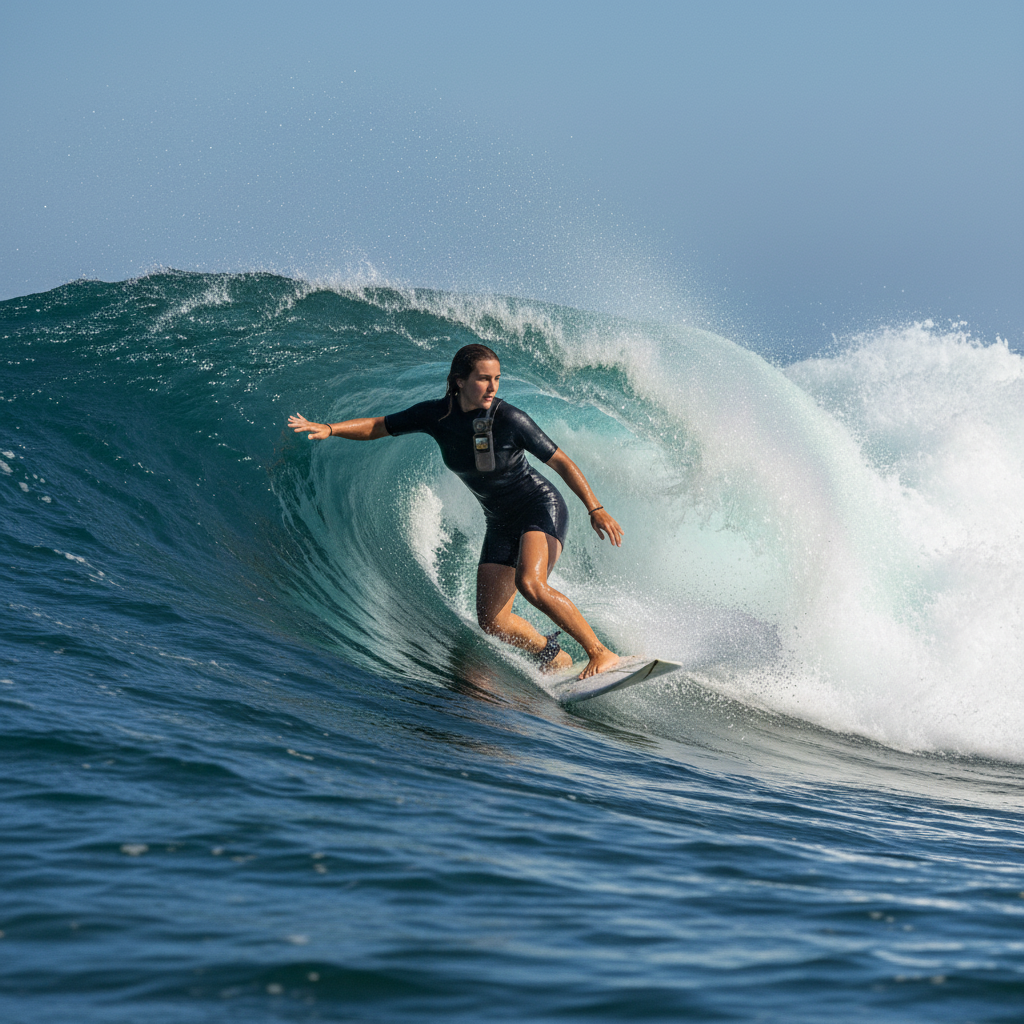 Surfista con mini cámara