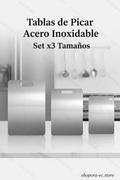 Cocina Tablas de Picar Acero Inoxidable Set x3 — Grande, Mediana y Pequeña