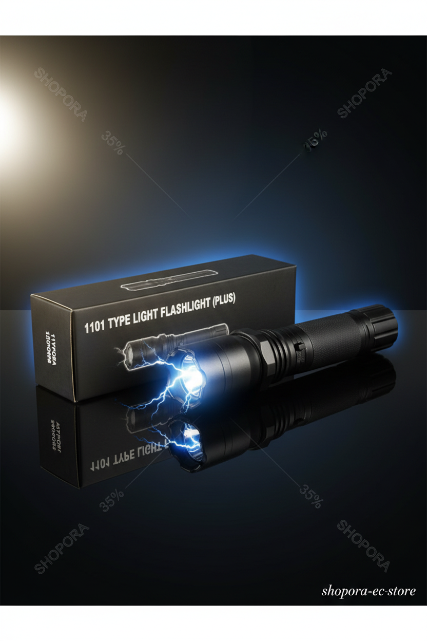 Camping Linterna Taser con Descarga Eléctrica 2 en 1 | Defensa Personal Recargable | Compacta