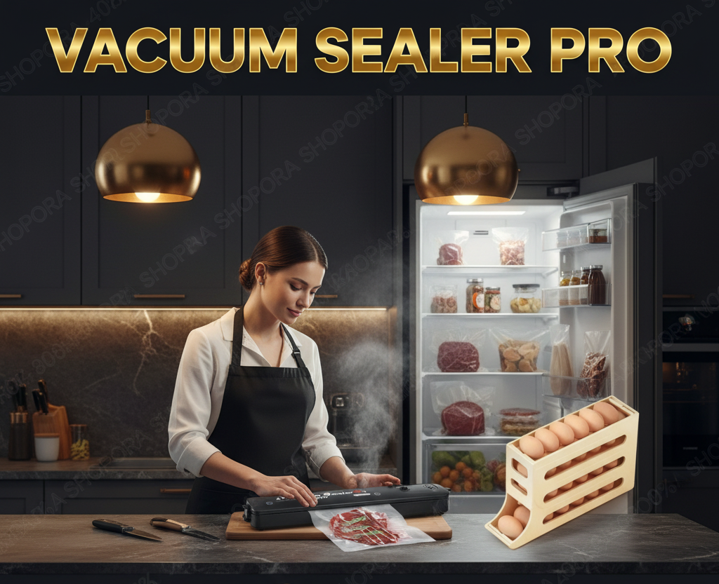 Cocina Vacuum Sealer Pro 🍖 + Organizador de Huevos 🥚 — Kit Conservación Inteligente | Regalo Incluido